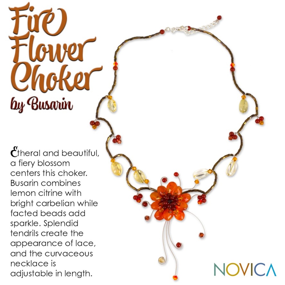 NOVICA Fire Flower Choker by Busarin